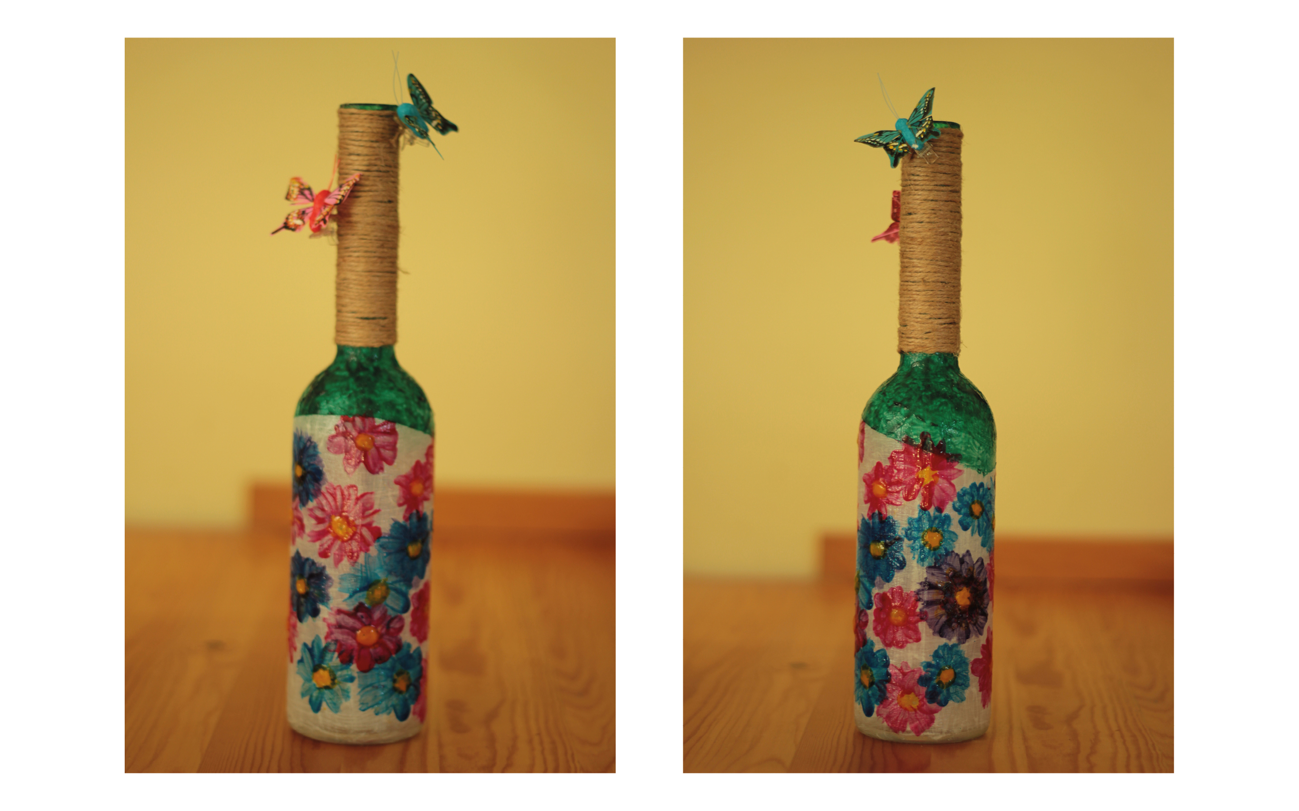 Decorated wine bottles
