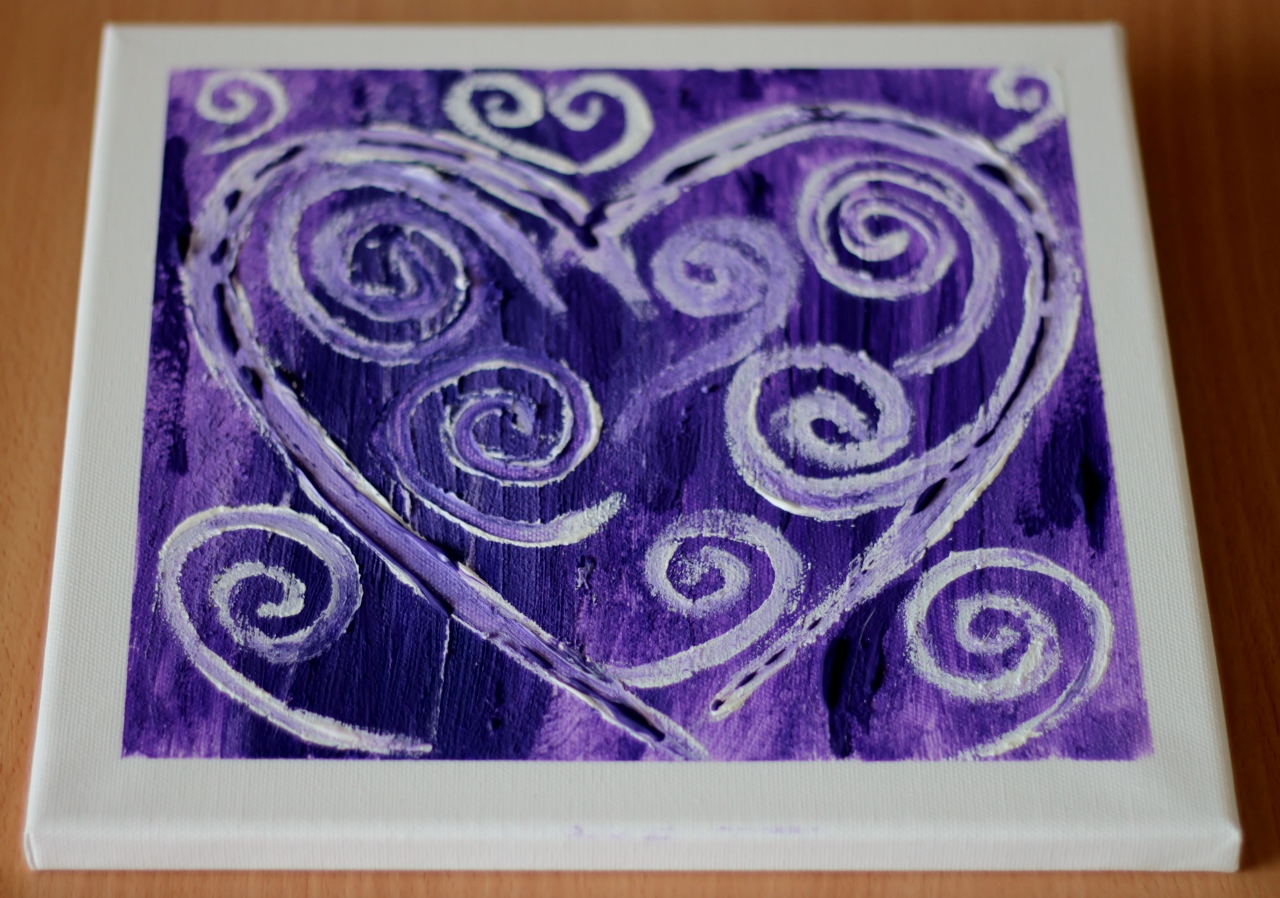 Canvas purple hearts